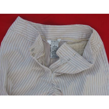 Womens George Ivory Beige Striped Jeans Pants 8 30 Waist Clearance