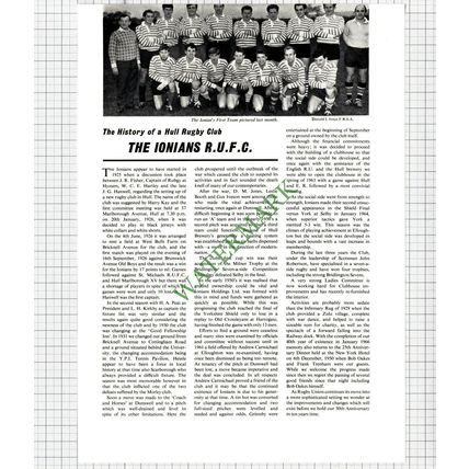 9602) The Ionians Hull Rugby Club - 1967 Article