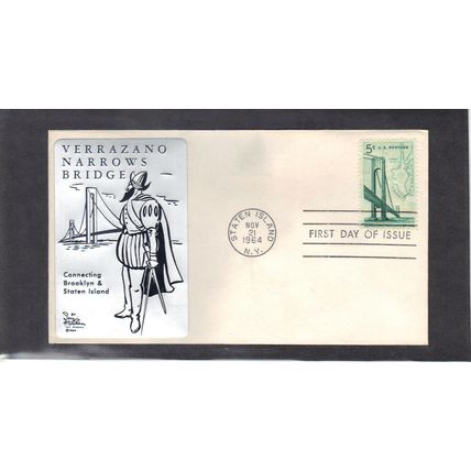 FDC Sarzin Mettalic 1258 5c Verrazano Bridge Cachet-U/A) CV42757