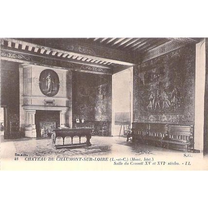 Chaumont sur Loire Chateau Salle du Conseil France Postcard unused VGC