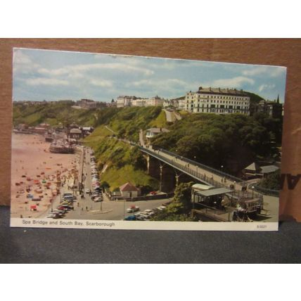 SPA BRIDGE & SOUTH BAY, Scarborough, Yorkshire used postcard by Dennis 1969 pm =