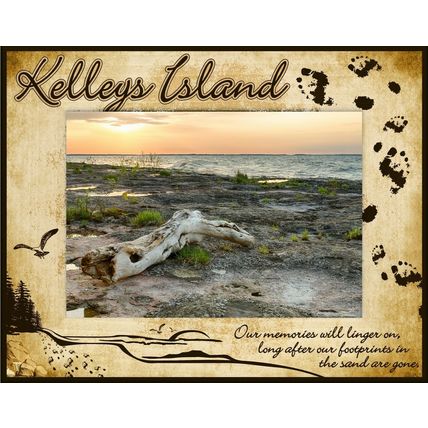 Kelleys Island Ohio Laser Engraved Wood Picture Frame Landscape (5 x 7)