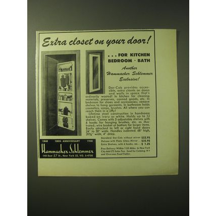 1948 Hammacher Schlemmer Dor-Cab Ad - Extra closet on your door!