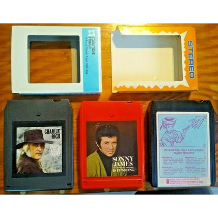 (3) Sonny James, Charlie Rich, Tammy Wynette 8 track tapes - Behind Closed Doors