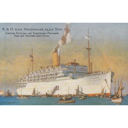RMS Strathallan India Australia Ship Postcard