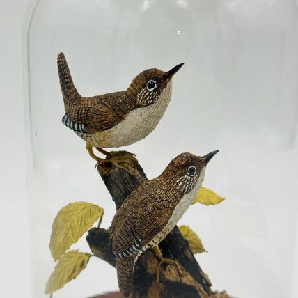 Wood House Wren Bird Signed By Artist William B # 30 Vintage Hand Carved