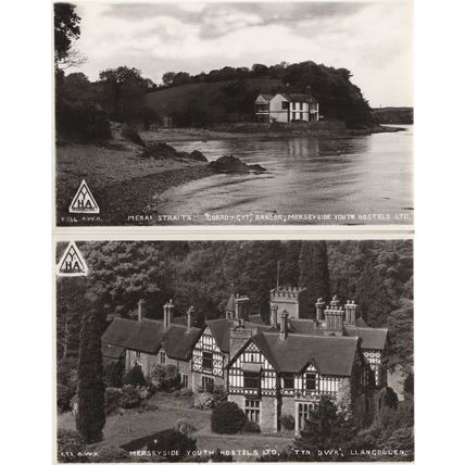 Menai Straits Llangolen 2x Merseyside Youth Hostel Real Photo Postcard s
