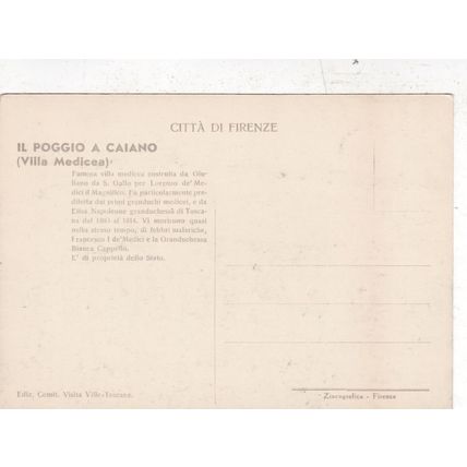 Poggio A Caiano Villa Medicea Italy Postcard unused VGC