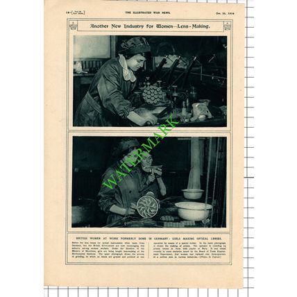 Lens Making Great War Women Workers Northampton Institute WW1 - 1916 Cutting