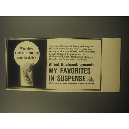 1959 Random House Book Ad - Alfred Hitchcock Presents My Favorites in Suspense