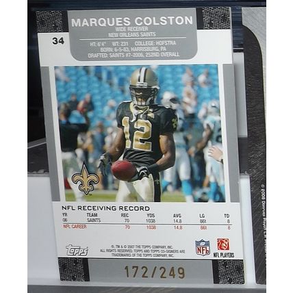 2007 Topps Co-Signers REGGIE WHITE/MARQUES COLSTON (Saints) #34 Green 172/249