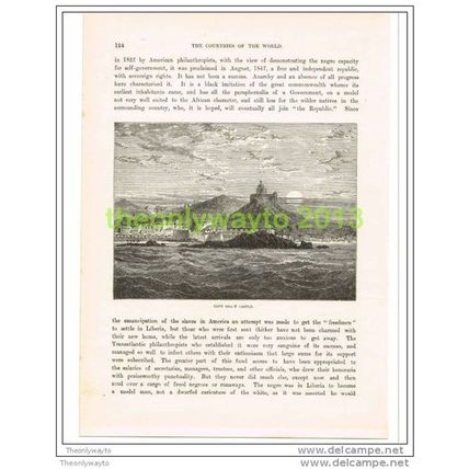 CAPE COAST CASTLE, GHANA, Book Illustration c1890