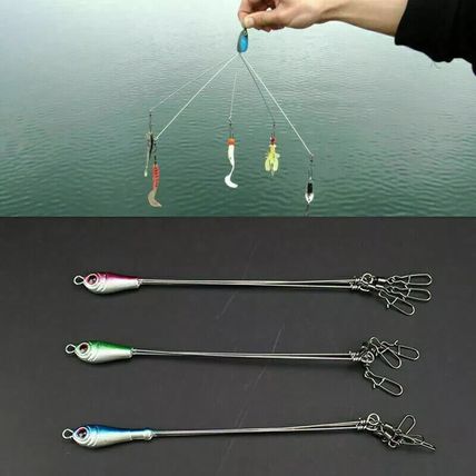 5Pcs 5 Arms Umbrella Rigs Fishing Bass Lures Bait Swivels Hooks Kit UK Seller