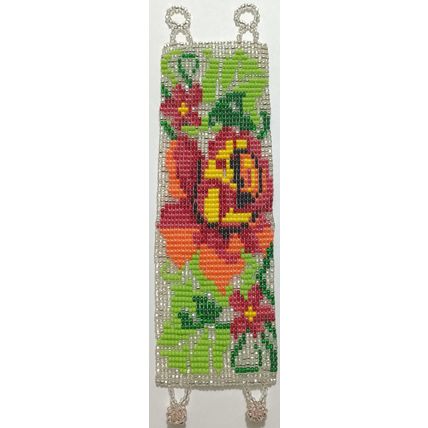 Traditional Huichol Art. Mexico Glass Seed Beads Bracelet. Magic Flowers 5