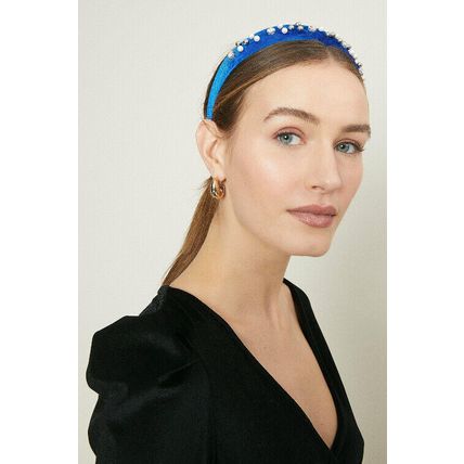 COAST Embellished Cobalt Velvet Headband - NEW