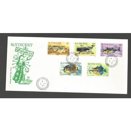 St. Vincent 1977 Carnival FDC. Fish overprints. SG531-5