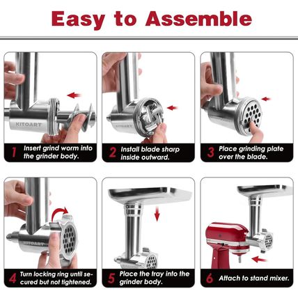 Metal Food Grinder Attachments for Kitchenaid Stand Mixers, Meat Grinder, Sausag