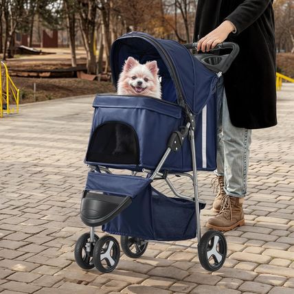 Monibloom 3 Wheels Pet Stroller, Foldable Dog Cat Cage Jogger Stroller with Weat