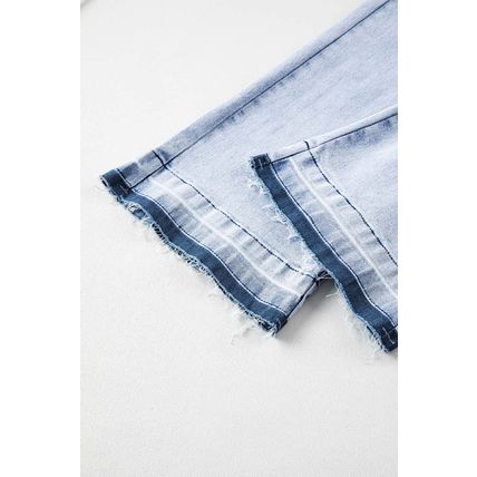 Beau Blue Acid Wash Contrast Edge Pocketed Cropped Jeans