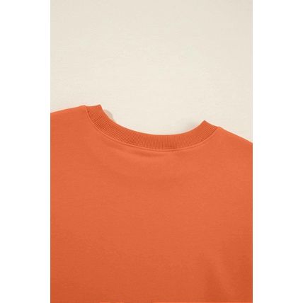 Orange Solid Classic Crewneck Pullover Sweatshirt