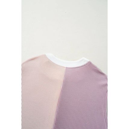 Parchment Color Block Corded Knit Buttoned Super Wide Leg Jumpsuit