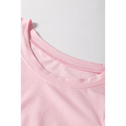 Light Pink Scoop Neck Bubble Sleeve Tee