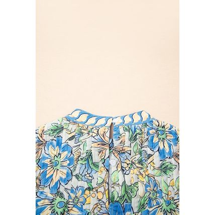 Spinach Green Botanical Floral Print Pleated Ruffle Detail Short Dress