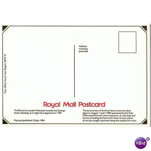 Royal Mail Postcard 1984 - Bristol to London Mailcoach...SEPR41