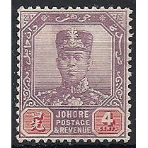 Johore 1924 SG108 4c Purple & Carmine Mounted Mint .. .