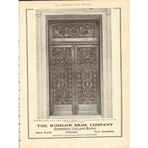 winslow bros company 1910 us customs house ny bronze doors vintage ad