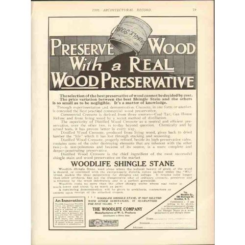 woodlife company 1912 real wood preservative shingle stane vintage ad