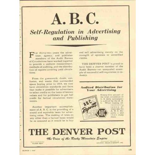 denver post 1947 regulation advertising newspaper audit vintage ad