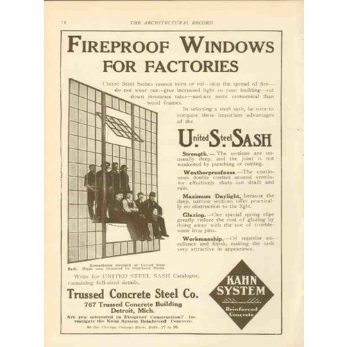 trussed concrete steel company 1911 fireproof windows vintage ad