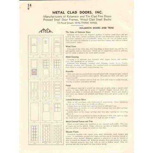 metal clad doors inc 1941 metcla labeled kalmein trim vintage catalog
