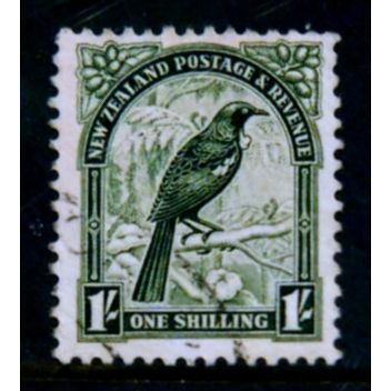 NEW ZEALAND 1936 SG 588 1s DEEP GREEN TUI BIRD FINE USED#3