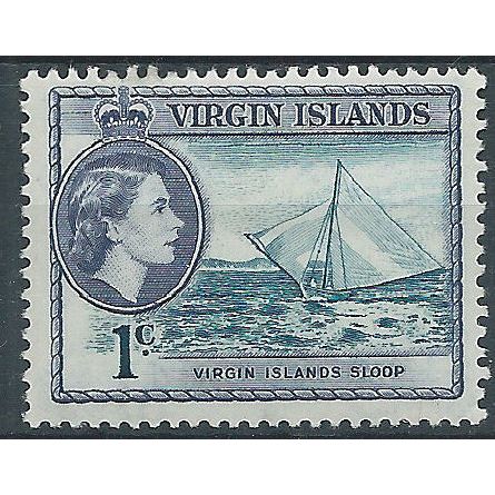 Virgin Islands 1956 SG150 1c Turquoise-Blue & Slate Mounted Mint . ..