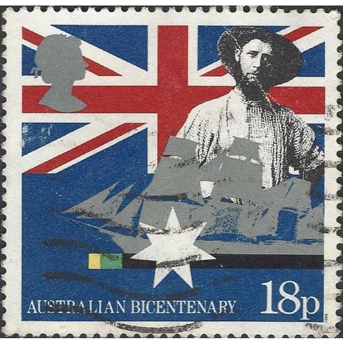 AUSTRALIA, Australian Bicentenary, UK joint issue, blue 1988, 37c, #4