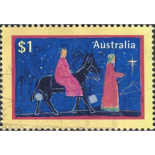 AUSTRALIA, CHRISTMAS, Ride to Bethlehem, blue & yellow 1998, $1