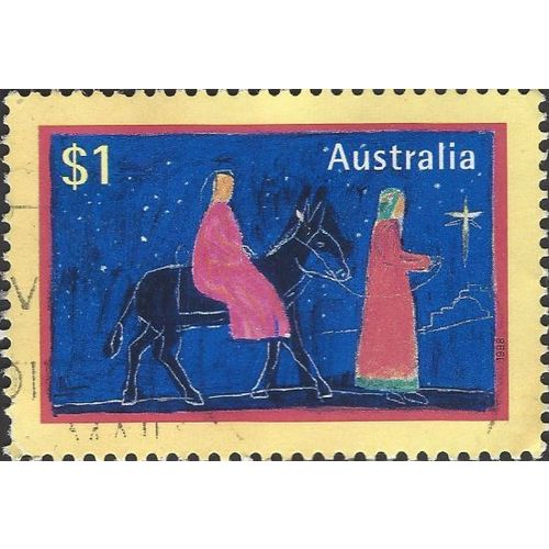 AUSTRALIA, CHRISTMAS, Ride to Bethlehem, blue & yellow 1998, $1, #3