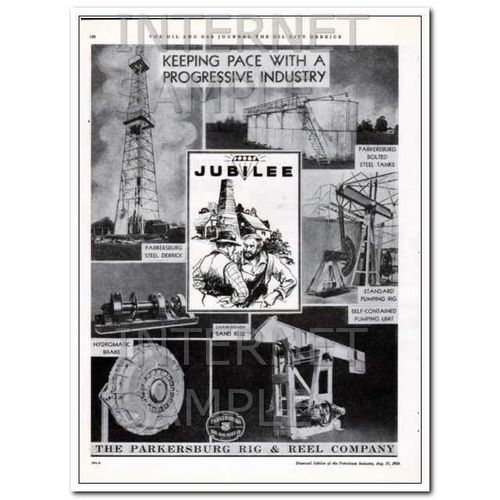 PARKERSBURG RIG REEL COMPANY 1934 progressive industry oil vintage ad