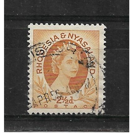 Rhodesia&Nyasaland.SG3a 2 1/2d Queen Elizabeth II (Ochre).Fine Used.Aug21b