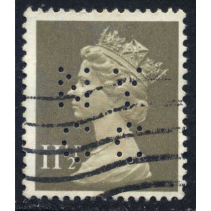 11.5p machin stamp - NYCC perfin - 11 ½ Mushroom GB stamp - issued Jan 14 1981