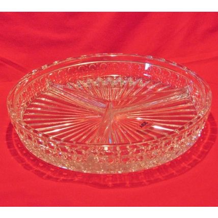 Lead Crystal Glass Relish Tray Candy Dish American Crystal Cut 8 Inch