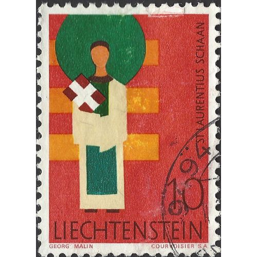 LIECHTENSTEIN, St. Laurentius, Schaan, red 1968, 10c