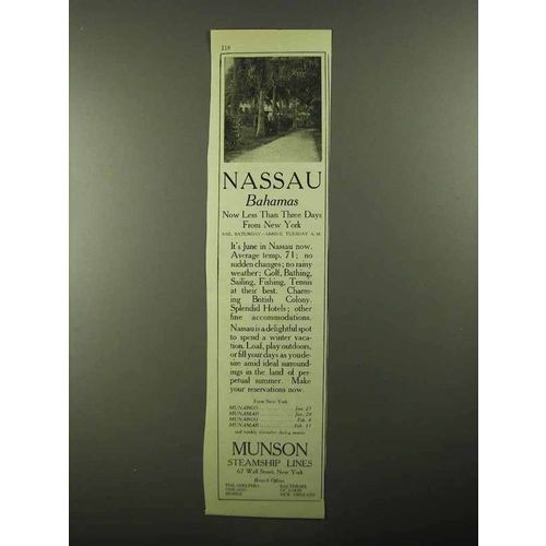 1922 Munson Steamship Lines Ad - Nassau Bahamas