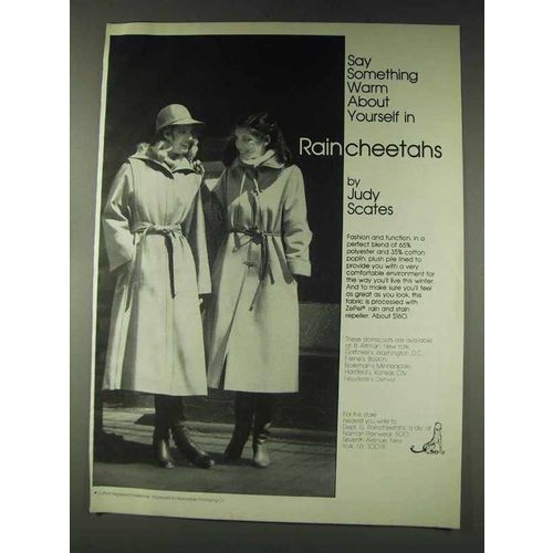 1978 Judy Scates Raincheetahs Stormcoats Ad