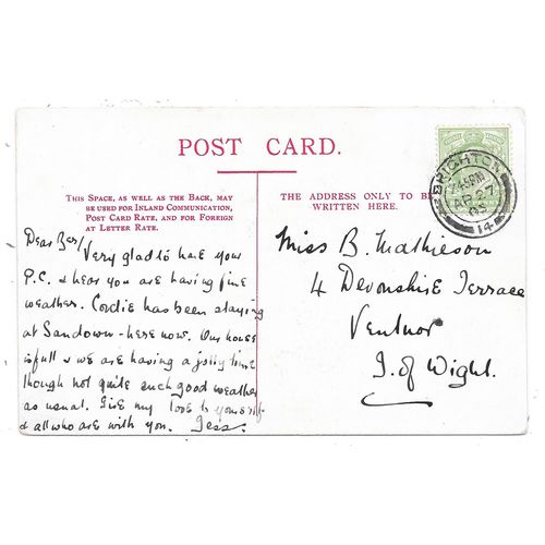 JA JA PUBLISHED HERALDIC POSTCARD OF BRIGHTON SUSSEX POSTED 1905 (1968)