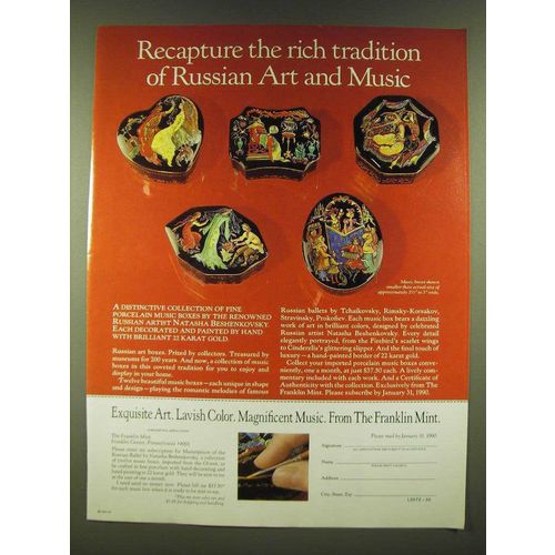 1990 Franklin Mint Ad - Masterpieces of Russian Ballet by Natasha Beshenkovsky