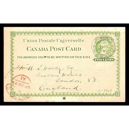 Canada ! #P4 Postal Card SON Quebec City, 1893 to London England