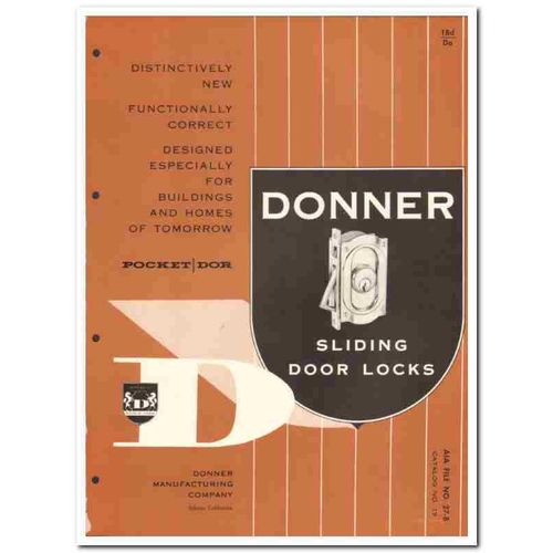 DONNER MFG COMPANY 1958 Pocket-Dor sliding door locks vintage catalog